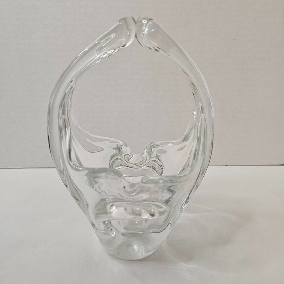 Clear Crystal Basket Split Handled Glass Vase Candy Holder - Picture 1 of 10